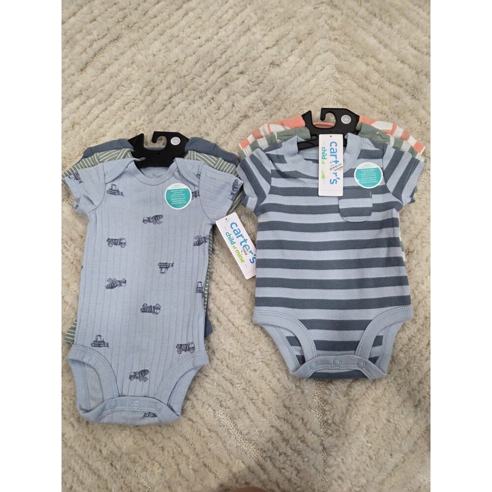 Carter’s Lot Of 6 Baby Boy Bodysuits/ Onsies Size NB Short Sleeve New B22